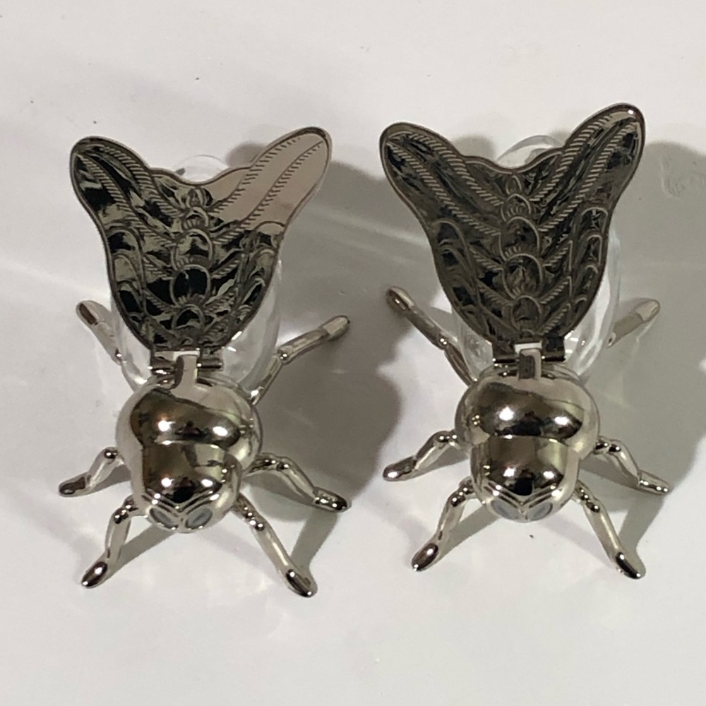 Godinger Silver Art Co. Bee Honey Jar Salt And Pepper Shakers Glass Silverplate